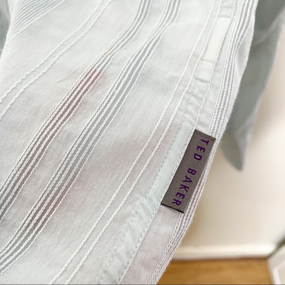 Ted Baker Light Blue Textured Pastel Blue Spinx Slim Fit Button Down Shirt 44 - Picture 6 of 12